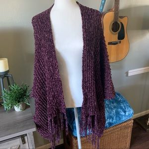 NWT chenille fringe poncho/wrap